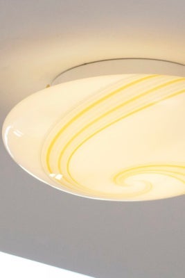 D:30 cm Vintage Murano hvid og gul swirl plafond loftlampe / væglampe 