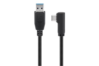 Goobay USB 3.0 USB-A til vinklet USB-C kabel, sort - 2,00 meter