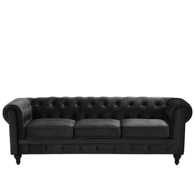 Sofa 3-pers. Velour Sort CHESTERFIELD