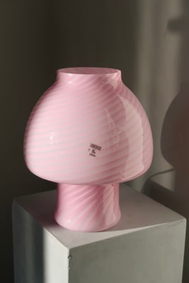 H:28 cm Vintage Murano lyserød pink swirl mushroom lampe 
