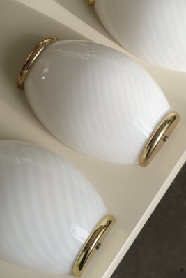 2x 23x15 cm Vintage Murano hvid swirl væglampe med messing 