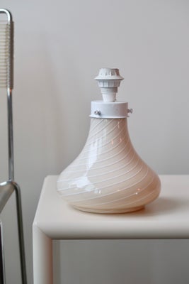 H:23 cm Vintage Murano cream hvid swirl lampefod 