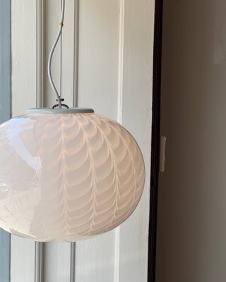 Vintage Murano oval white swirl ceiling lamp (D40)