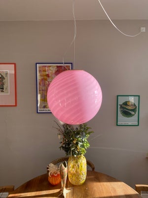 Murano loftslampe i pink swirl 40 cm