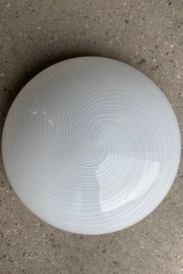 D:48 cm Stor vintage Murano hvid swirl plafond lampe 