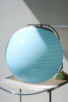 D:40 cm Vintage Murano baby blå swirl pendel loftlampe 