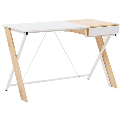 Skrivebord 120x60 cm Lysebrun/Hvid HAMDEN