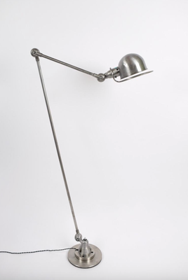  Vintage Jieldé gulvlampe i stålfinish. Fransk industrilampe jielde