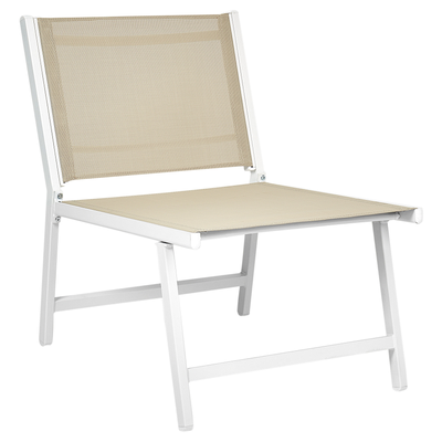 Havestol MARCEDDI med fodskammel Metal Beige