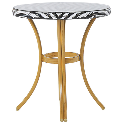 Havebord ø 70 cm Rattan Natur Sort/Hvid RIFREDDO