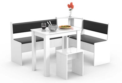 EsalMini spisebordssæt med hjørnebænk hvid.