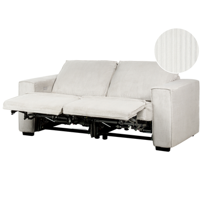 3 personers sofa m/elektrisk recliner off-white fløjl NUKARI