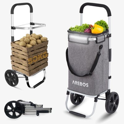 Arebos® 3-i-1Indkøbsvogn | med kølerum | stor 56 liter | foldbar, aftagelig t...