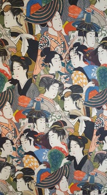 Sjældent orientalsk stof med Geisha - 300x 280 cm - Litografisk stof Limited ...