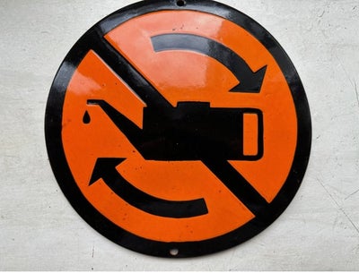 Orange Warning SIGN - industrial - Emaljeskilt - Metal