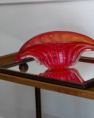 Vintage orange-red Murano shell/bowl