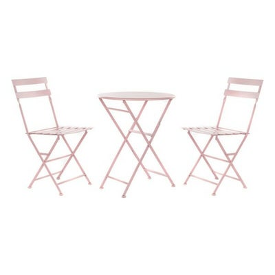 Spisebordsæt med 2 stole DKD Home Decor MB-177410 Pink 60 x 60 x 75 cm (3 pcs)