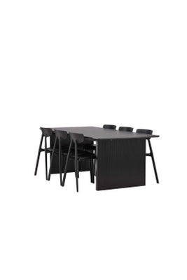 Vail spisebordssæt bord sort og 6 Ursholmen stole sort.