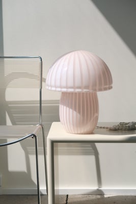 H:38 cm Stor vintage Murano lyserød mushroom lampe