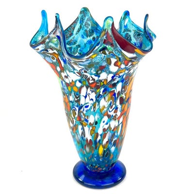 Imperio Rossi - Vase -  Fantasy Aquamarine Murano glaslommetørklæde  - Glas