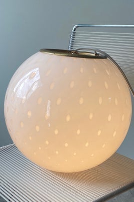D:35 cm Vintage Murano hvid pendel loftlampe med bobler 
