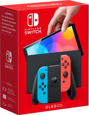 Nintendo Switch OLED spillekonsol med neon Joy-Con controllere
