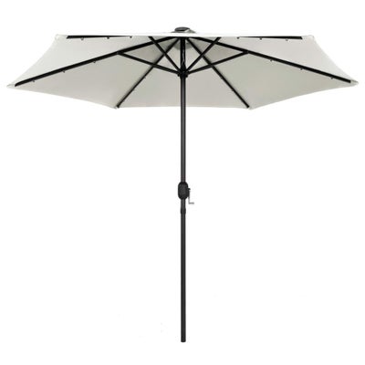 Udendørs parasol med LED-lys og aluminiumsstang 270 cm sandhvid