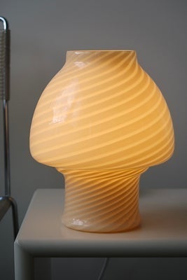 LAGERSALG H:28 cm vintage Murano creme gul swirl mushroom lampe 