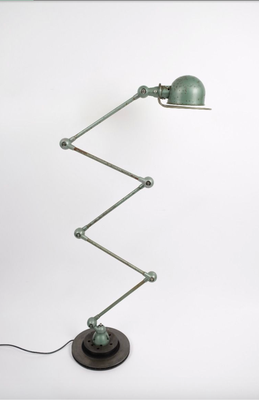  Jieldé 5 arms gulvlampe i original vespagrøn med patina og i vintage udgave