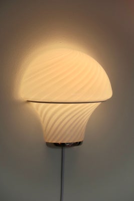 20x21 cm Vintage Murano hvid swirl mushroom væglampe