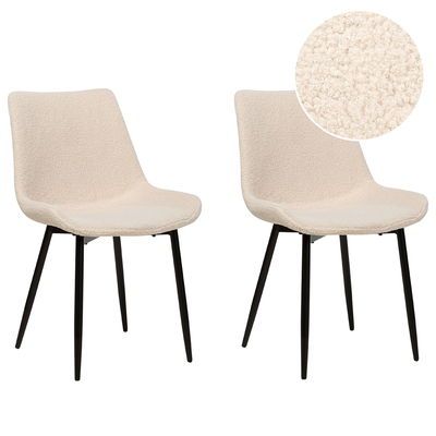 Sæt med 2 spisebordsstole AVILLA Boucle Beige