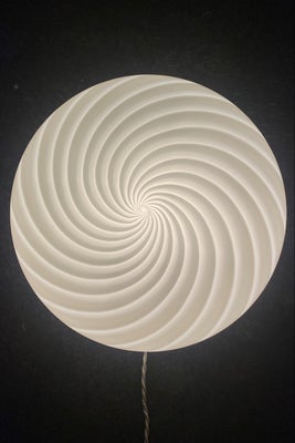 D:38 cm Stor vintage Murano hvid swirl plafond lampe 