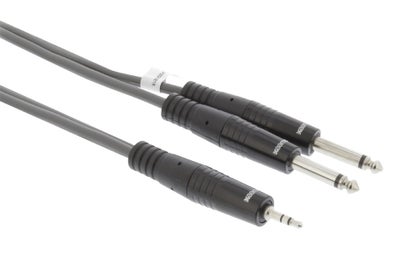 Nedis Stereo MiniJack til Jack kabel (3.5 mm Jack - 2x 6.35 mm Jack), grå - 1...
