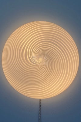 D:41 cm Stor vintage Murano hvid swirl plafond lampe 