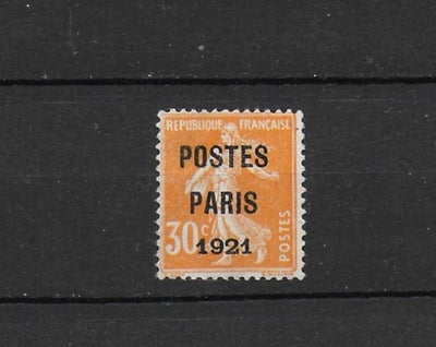 Frankrig 1921 - Pre-annullerede Postes de Paris - 30c. orange - Yvert Préos N...