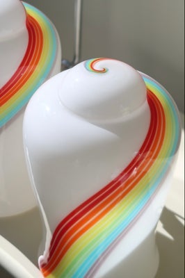 H:29 cm stor Vintage Murano rainbow regnbue swirl bordlampe lampe