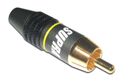 SUPRA RCA6 Phono han stik til max. 6 mm. kabel, guldbelagt, gul