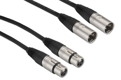 Monacor balanceret stereo audio kabel (2x XLR han - hun), sort, 6.00 meter