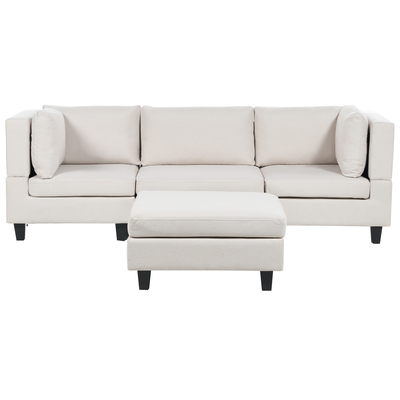Modulær 3-personers sofa med ottoman lys beige UNSTAD