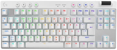 Logitech G PRO TKL Tactile trådløst gamingtastatur (hvid)