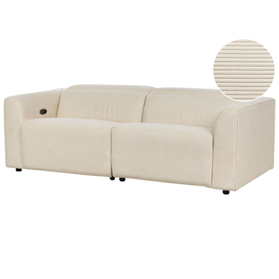 2 personers sofa m/elektrisk recliner beige fløjl ULVEN