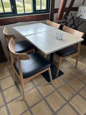 Cafeborde med stole - Egetræ / sort læder