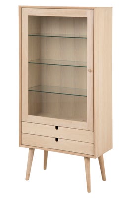 Canes vitrine med 1 låge og 2 skuffer i ege finer og massiv eg hvid oliebehan...