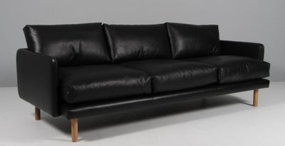 Bruunmunch tre personers sofa, model Emo. Sort anilin (NY)