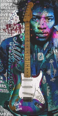 Jimi Hendrix - Big Size XL - Tributo en estilo Grafiti Collage sobre papel