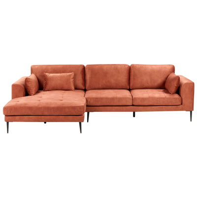 Hjørnesofa FLAM Orange Velour Højrevendt