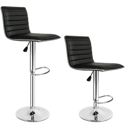 Sæt med 2 barstole i kunstlæder og krom 60-81cm - sort