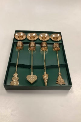 4 Georg Jensen Lyseholdere til Adventskrans i Forgyldt metal VI SENDER