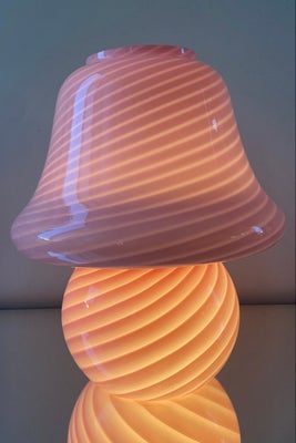H:40 cm Vintage Murano ekstra stor lyserød pink mushroom lampe 