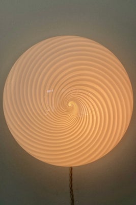 D:38 cm Vintage Murano hvid swirl plafond lampe 